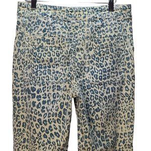 Pilcro Leopard Print Straight Leg Jeans - Blue and Tan